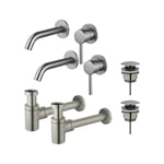 Fortifura Calvi Kit robinet lavabo - pour double vasque - robinet rehaussé - bonde clic clac - siphon design bas - PVD