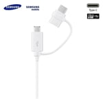 Samsung EP-DG930DWE USB 2in1 Combo Type-C & Micro USB Data & Latauskaapeli 1.5 metrinen Valkoisen värinen(OEM)