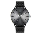 Nation of Souls Argo Collection Black and Gunmetal Unisex 42mm Stainless Steel Case Wrist Watch with 20mm Mesh Strap British Designed Watches