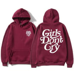 (Burgundy-S）Syksyn talvi hip hop miesten collegepaidat Fleece Ylisuuri huppari Teen Pariskunta Vaatetakki