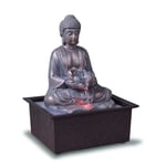 Fontaine d’Intérieur Bouddha Méditation Lotus Lumière LED Coloré – Déco Zen Salon Chambre - Fontaine de Table Mouvement Relaxant - Porte-Bonheur Cadeau Utile Femme et Homme – H 26cm – Sutra Zen’Light