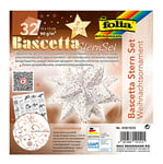 folia Bascetta 410/1515 Kit de décoration de Noël en forme d'étoile Blanc/cuivre 32 feuilles 15 x 15 cm Dimensions finies de l'étoile en papier env. 20 cm avec instructions détaillées (français non