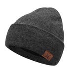 Bequemer Laden Chaud Bonnet Homme Hiver Thermique Tricot Bonnets Couleur Unie avec Doublure Polaire Cadeau Homme Femme