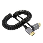 cablecc Câble spiralé extensible 4K 60 Hz mâle HDMI 2.0 vers HDMI mâle coudé à 90 degrés vers le haut pour ordinateur portable, moniteur, HDTV ordinateur