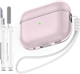 Coque Compatible Avec Airpods Pro 2Ème/1Ère Génération,Compatible Avec Airpods Pro 2Ème Génération Usb C,Coque Transparente Souple Antichoc Avec Stylo De Nettoyage Pour Lanière,Rose