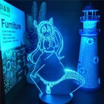 WJ 3D Anime Illusion Cartoon KOBAYASHI'S Dragon Maid 3D LED Nattlampa Anime Lampara Ljusleksak Present Visuell Lampa Belysning 7-Färgs Touch PXJD