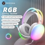 WHITE ONIKUMA 2024 Nouveau Casque Complet RGB PC Casque de Jeu avec RGB Lumières POUR GAMMER KOL ""Nipseyteko