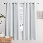 KGORGE Rideau Court - Rideaux Occulants, Rideau Opaque, Rideaux Cuisine pour Chambre Enfants/Adultes avec Œillets, Decoration Maison Petite Fenetre, 140x160 cm, Gris Blanc, 2 PCs