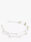 Bloom & Bay Lavender Double Row Pearl Headband, Gold/Cream