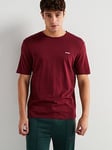 HUGO Dero Small Left Chest Logo T-shirt - Dark Red, Dark Red, Size M, Men