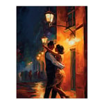 Dancing In The Street Light Oil Painting Orange Blue Lovers On A Date Night Out In Town First Kiss Bedroom Art Unframed Wall Art Print Poster Home Dec