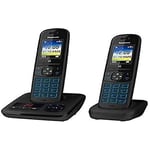 Panasonic KX-TGH722FRB DECT Téléphone Numérique Sans Fil avec Répondeur Numérique, Base et 2 Combinés, Mains Libres, Identification de l'Appelant, Blocage des Appels Indésirables, LCD Couleur, Noir