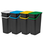 WELL HOME MOBILIARIO & DECORACIÓN Set of 4 Moda 25 L Bin with Handle in Green, White, Amber and Blue