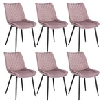 WOLTU Chaise de Salle à Manger Lot de 6, Moderne Chaise de Cuisine, Chaise scandinave, Chaise Coiffeuse, pour Salle de Séjour, Chambre à Coucher, Cuisine, en Velours et métal Rose BH208rs-6