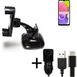 Support voiture pare-brise tableau de bord pour Samsung Galaxy A03s + chargeur S