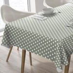 Home Direct Rectangular Oilcloth PVC Wipe Clean Tablecloth Table Cover 140cm x 180cm 55x70 Polka Dot (Sage Green)