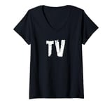 Womens Retro TV Watcher V-Neck T-Shirt