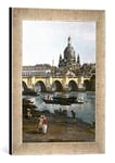 Kunst für Alle 'Encadré Image de Bernardo Bellotto Dresde Le elbufer sous Le Pont Auguste, Droit Impression d'art dans Le Cadre de Haute qualité Photos Fait Main, 30 x 40 cm, Argent Raya