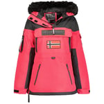 Geographical Norway Bruna Lady Parka Longue Epaisse Chaude Femme Automne Hiver - Manteau Fin Capuche Fausse Fourure - Blouson Coupe Vent - Doudoune Elegante Femmes (Rose Flash L)