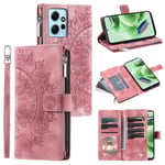 SKALO Xiaomi Redmi Note 12 4G Big Wallet Mandala Plånboksfodral Rosa guld