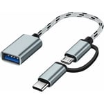 Serbia - Grey-USB C/Micro usb to usb Adapter, Micro usb/usb-c to usb 3.0 Converter, otg Adapter Cable Compatible with MacBooks, Android Phones, etc.