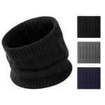 Tour de Cou Écharpe Hiver - Snood Cache Cou Col Polaire Tubulaire Foulard Chaud Coupe-Vent De Crochet De Laine Homme et Femme pour Spors Moto Cycliste Vélo Ski Noir&Gris 2PCS