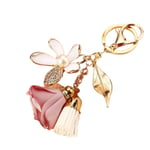 Girl Heart Blomma Bil Nyckelring Dam Bag Pendant Nyckelring Creative Gift (Metal Tofs Rosa och Vit),