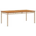 Table de jardin - Acacia - 180x90x75 cm - Résine tressée - Beige