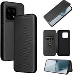 Compatible Avec Coque One Plus 10 Pro 5g, Mince Flip Fibre De Carbone [Test De Chute] Antichoc Stand Fente Avec Carte, Protecteur D'écran En Verre Trempé*2-Noir