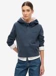 Superdry Essential Logo Half Brushed Hoodie - Navy, Navy, Size 16, Women