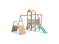 Climbing Frame with Swing, Climbing Wall, Monkey Bars & Net, Low BalconyFort