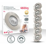 Lot de 6 spots à encastrer IP23 ultraplats 24mm, orientables, Ø90mm, nickel mat, éclairage plafond encastrable, platines led 4,9W, 480Lm, blanc chaud