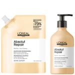 L’Oréal Professionnel Absolut Repair Shampoo 500ml and Refill Pack 500ml for dry & damaged hair