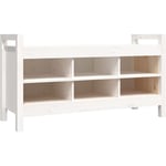 Banc banquette d'entrée meuble chaussure 110 x 40 x 60 cm bois de pin massif blanc