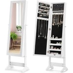 Armoire a Bijoux sur Pied avec Miroir Inclinable en 3 Positions, Armoire de Rangement Cosmetiques de Grande Capacite avec 4 Etageres, Convient pour