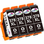 KINGWAY 378XL Black Ink Cartridges Remanufactured for Epson 378 378XL Ink Cartridgesfor Epson Expression Photo XP-8000 XP-8005 XP-8500 XP-8505 XP-8600 XP-8605 XP-8700 Printer, 4 Pack Black