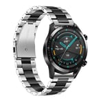 Sopii: Huawei WATCH GT2 46mm / Honor Magic Watch 2 46mm / Honor Magic Watch 1 ruostumattomasta teräksestä valmistettu kolmihelmikellon hihnan vaihtohihna