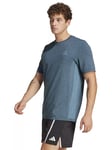 adidas Train Essentials Structure T-Shirt, Blue/Grey Six