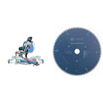 Bosch Professional Scie à Onglets Radiale GCM 12 SDE (1800W, Diamètre de la lame 305 mm, Ø alésage 30 mm) Bleu + 2608642529 2608642529-Disco de Sierra Circular CSB Expert multimat.: 305x30x96D neg