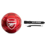 Hy-Pro Officially Licensed Arsenal F.C. Classic Signature Football | Metallic, Size 5, Gunners, Training, Match, Merchandise, Collectible For Kids and Adults with Portable Pump