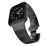 SKALO Teräsranneke ""Flat"" Apple Watch Series 4-6 44mm - Musta