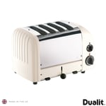 4-Slot Classic Toaster with Sandwich Cage - White, Removable Tray