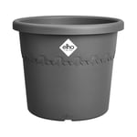 Elho Algarve Cilindro 30cm - Grand Pot de Fleurs Extérieur - Jardinières - Plastique 100% recyclé - Ø 29.5 x H 24.7 cm - Noir/Anthracite