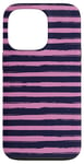 Coque pour iPhone 13 Pro Bleu marine rose rayé girly esthétique Preppy Stripe