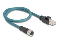 Delock - Nätverkskabel - 8-Stifts M12 (Hona) Till Rj-45 (Hane) - 50 Cm - 6.2 Mm - S/Ftp - Cat 6A - Ip67 - Svart