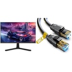 KOORUI 24 Inch Computer Monitor - FHD 1080P Gaming Monitor 165Hz VA 1ms, AdaptiveSync Technology & Akake Cat 8 Ethernet Cable, 0.5M 1M 2M 3M 5M 6M 9M 12M 15M 18M 30M Heavy Duty High Speed Internet