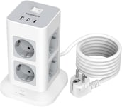 Multiprise Parafoudre Avec 8 Prises, 2 Usb Et 1 Usb C, Tour Multiprise Avec Interrupteur, Multiprise Usb Secteur Avec Rallonge Electrique 2M, Prise Multiple Pour Bureau Et Maison, 3600W, Gris