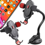 Retoo Support Téléphone Voiture, Ventouse Qualité Militaire & Clip Stable, Rotatif à 360° pour Tableau, Compatible avec Tous Les Smartphone, pour Tous Les Smartphones Android Huawei Xiaomi LG Samsung