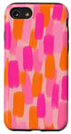 Coque pour iPhone SE (2020) / 7 / 8 Abstrait, rose avec orange, effet pinceau