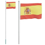 vidaXL Spaniens flagga och flaggstång 6,23 m aluminium
